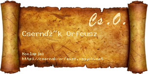 Csernák Orfeusz névjegykártya